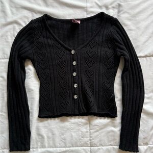 Kid’s Black V-Neck Button Cardigan Sweater